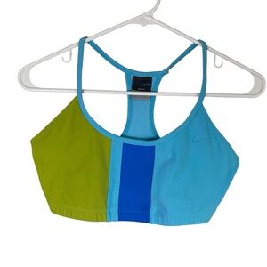 Nike Womens Vintage Dri Fit Color Block Blue and Green Sports Bra Medium